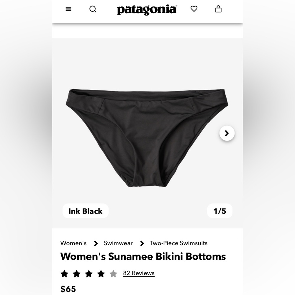 Patagonia Women’s Sunamee bikini bottoms Size M - Ink Black